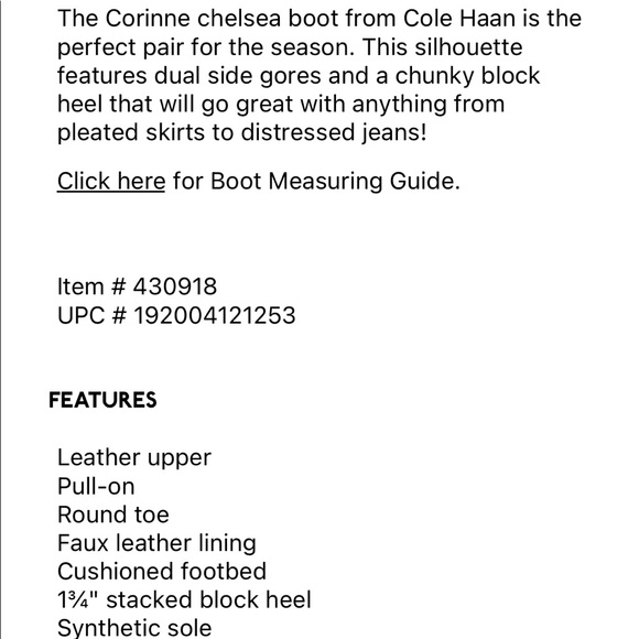 Cole Haan Corinne Chelsea Boot Black Leather Ankle Dressy Fall Chunky Gore Heel - Picture 8 of 16
